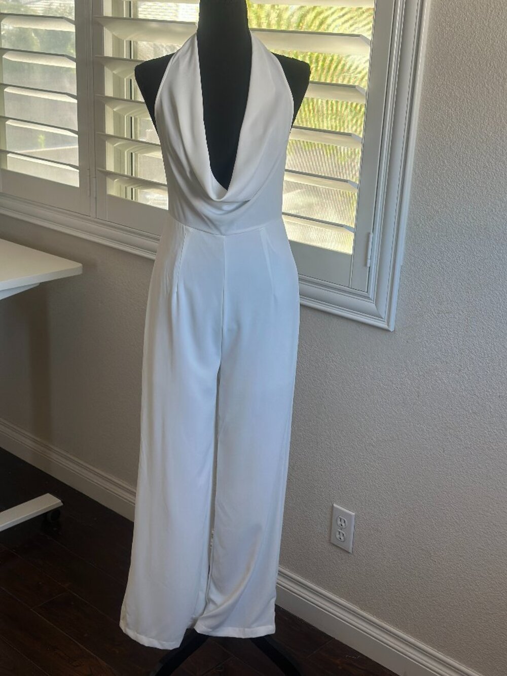 SHEIN White Halter Wide Leg Jumpsuit